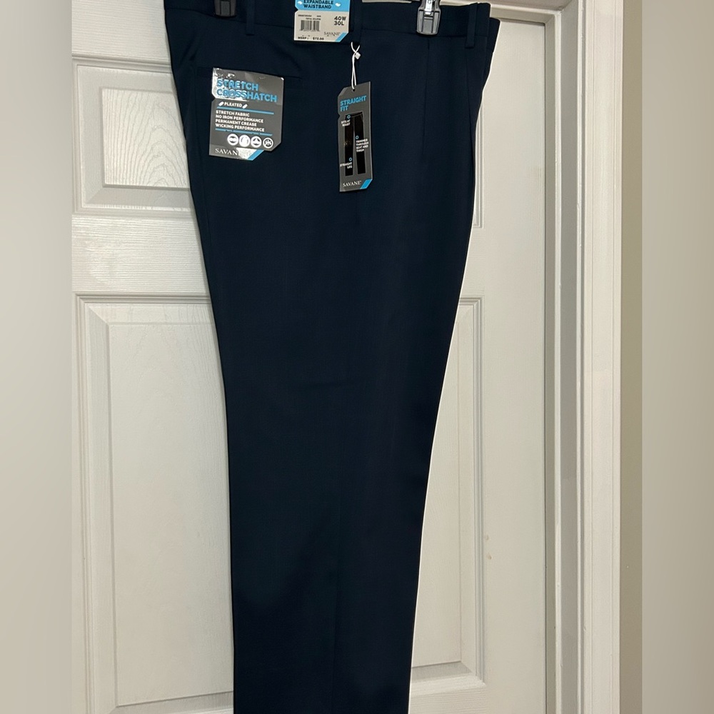 Brand New with tags. Savane navy blue pants. Size 40W/30L
